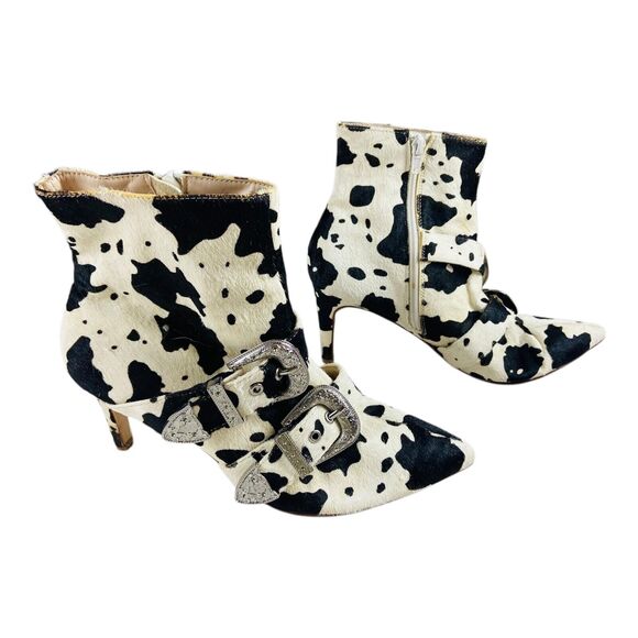 Raye Womens The Label Lasso Calf Hair Buckle Ankle Booties Boots Size 8.5
